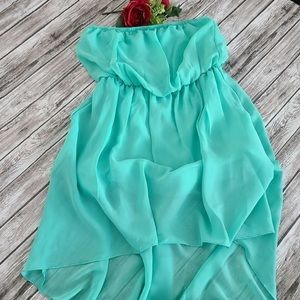 Turquoise strapless dress